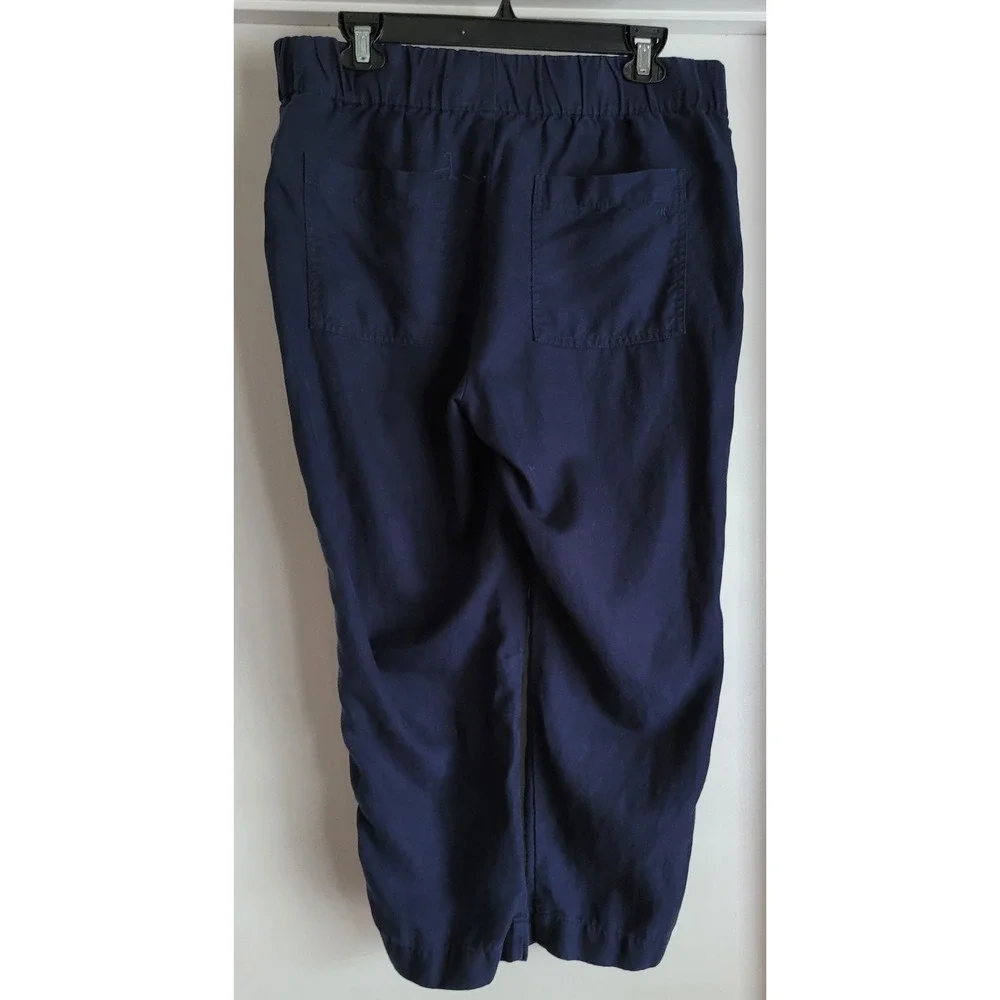 Banana Republic‎ Women's Pants Size M Navy Lyocell Linen Cotton Cropped